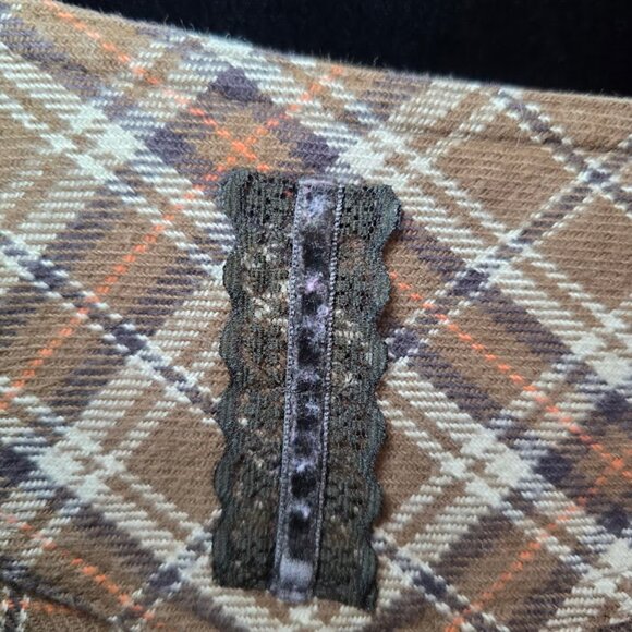 Goelia Plaid Pleated Lace Mini Skirt S - Picture 6 of 11